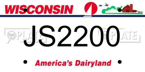 JS2200 Wisconsin License Plate