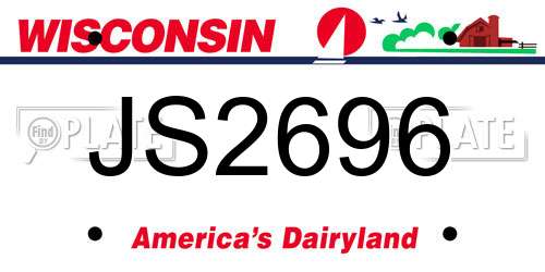 JS2696 Wisconsin License Plate