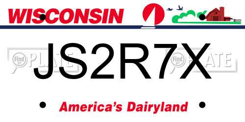 JS2R7X Wisconsin License Plate