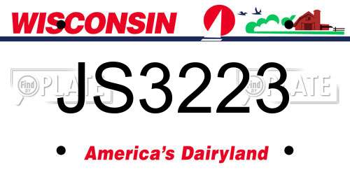 JS3223 Wisconsin License Plate