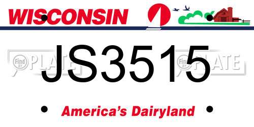 JS3515 Wisconsin License Plate