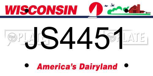 JS4451 Wisconsin License Plate