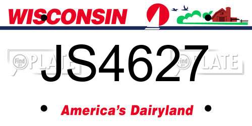 JS4627 Wisconsin License Plate