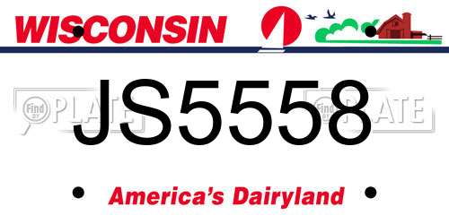 JS5558 Wisconsin License Plate