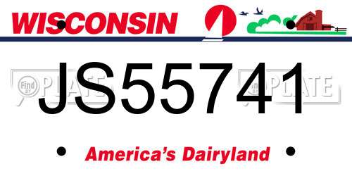 JS55741 Wisconsin License Plate