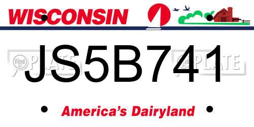 JS5B741 Wisconsin License Plate