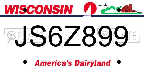JS6Z899 Wisconsin License Plate