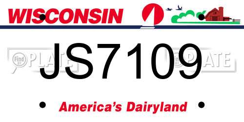 JS7109 Wisconsin License Plate