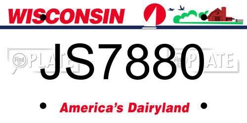 JS7880 Wisconsin License Plate