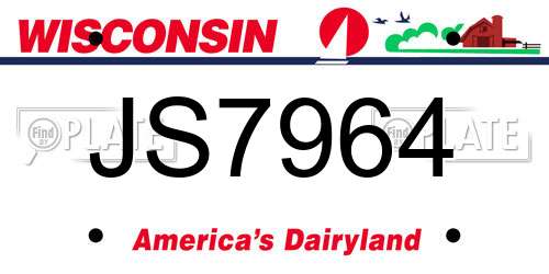 JS7964 Wisconsin License Plate