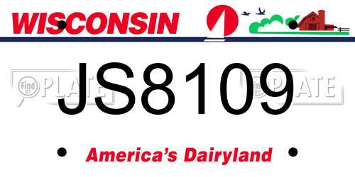 JS8109 Wisconsin License Plate