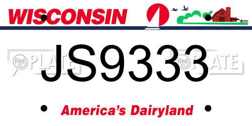 JS9333 Wisconsin License Plate