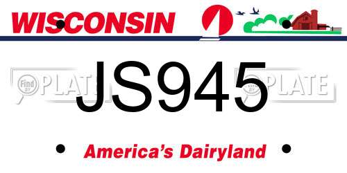 JS945 Wisconsin License Plate