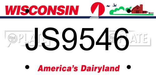 JS9546 Wisconsin License Plate