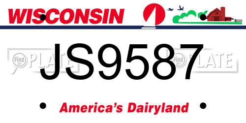 JS9587 Wisconsin License Plate
