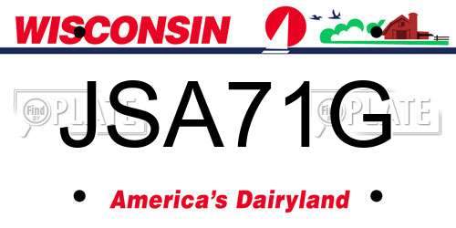 JSA71G Wisconsin License Plate