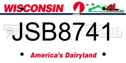 JSB8741 Wisconsin License Plate