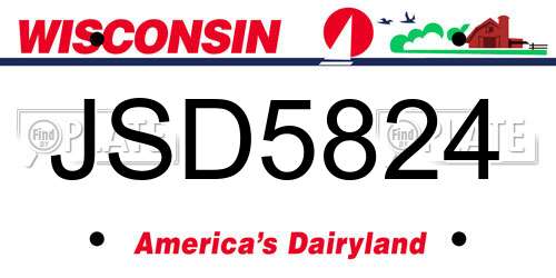 JSD5824 Wisconsin License Plate