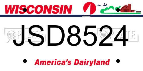 JSD8524 Wisconsin License Plate