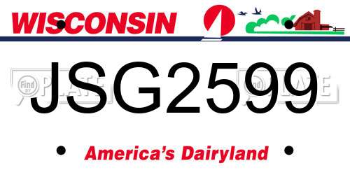 JSG2599 Wisconsin License Plate