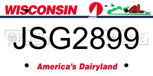 JSG2899 Wisconsin License Plate