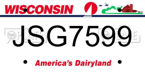 JSG7599 Wisconsin License Plate