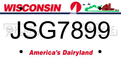JSG7899 Wisconsin License Plate