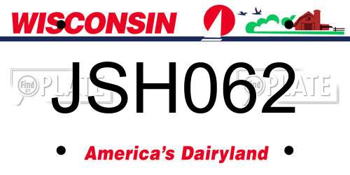 JSH062 Wisconsin License Plate