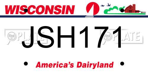 JSH171 Wisconsin License Plate