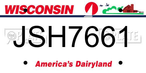 JSH7661 Wisconsin License Plate