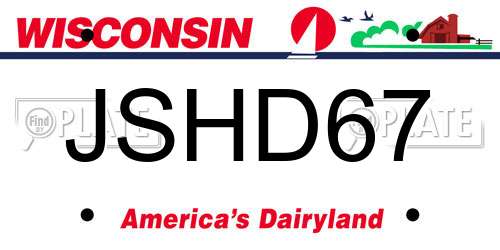 JSHD67 Wisconsin License Plate