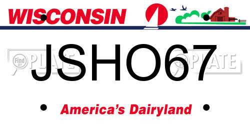 JSHO67 Wisconsin License Plate