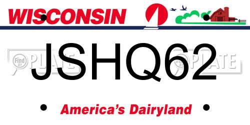 JSHQ62 Wisconsin License Plate