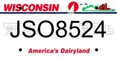 JSO8524 Wisconsin License Plate