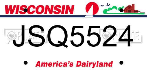 JSQ5524 Wisconsin License Plate