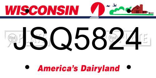 JSQ5824 Wisconsin License Plate