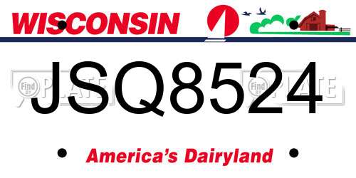 JSQ8524 Wisconsin License Plate