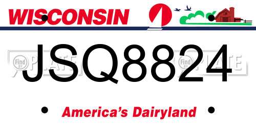 JSQ8824 Wisconsin License Plate