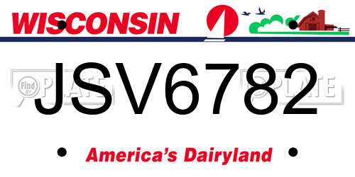 JSV6782 Wisconsin License Plate