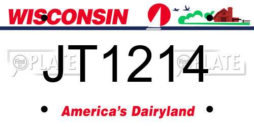 JT1214 Wisconsin License Plate