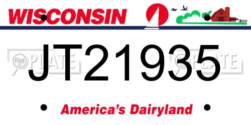 JT21935 Wisconsin License Plate