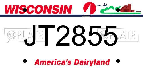 JT2855 Wisconsin License Plate