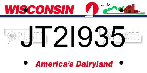 JT2I935 Wisconsin License Plate