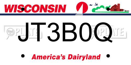 JT3B0Q Wisconsin License Plate