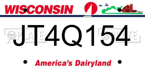 JT4Q154 Wisconsin License Plate