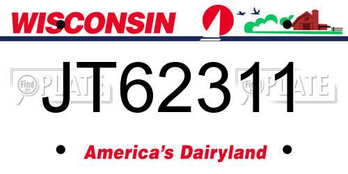 JT62311 Wisconsin License Plate