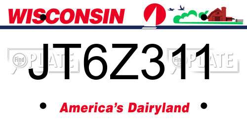 JT6Z311 Wisconsin License Plate