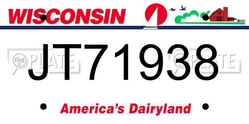 JT71938 Wisconsin License Plate