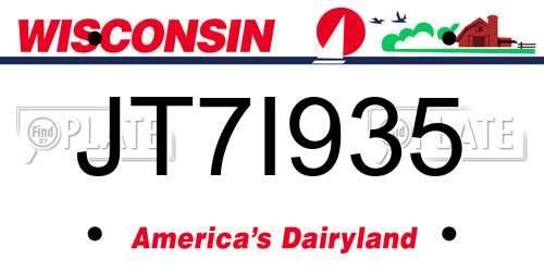 JT7I935 Wisconsin License Plate