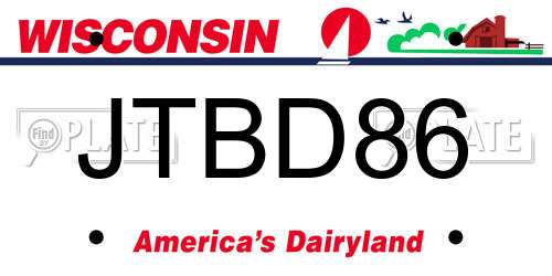 JTBD86 Wisconsin License Plate